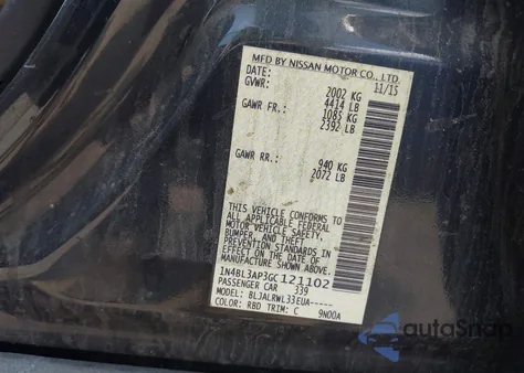 2016 Nissan Altima 3.5 Sl/3.5 Sr z USA, uszkodzony, nr VIN 1N4BL3AP3GC121102